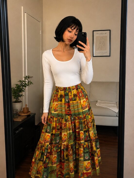 Camille Oliver Dresses & Skirts - Vintage Camille Oliver Southwestern Western Tiered Maxi Skirt Summer USA Medium